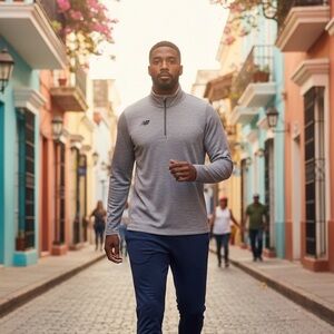 New Balance | Men’s Quarter Zip Athletic Pullover | Gray | Size L